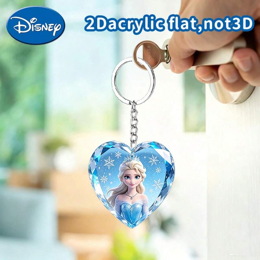 Disney Frozen Elsa Women's Creative Keychain Elsa Heart Cute Heart Keychain Decoration - Bag Pendant, Car Key Ring, Rearview Mirror Hanging Ornament - Suitable For Father's Day, Easter, Halloween, Christmas, Birthday, Back To School Season Gifts Cute Keychain, Women's Keychain, Key Chain, Keychain Pendant, Women's Car Accessories, Back To School, Mexico - Multicolor - View 1