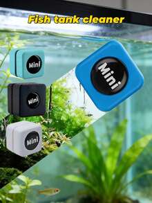 1 Set Mini Magnetic Fish Tank Brush, Fish Tank Scraper, Small Glass Cleaner, Double-Sided Cleaning And Scraping, Algae Removal Tool, Curved Design Algae Scraper, ABS Resin Fish Tank Cleaning Tool, Aquarium Accessory, Glass Cleaner, Washing Tool, Random Color - View 2
