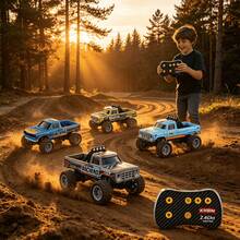 1pc/Set 1:64 Scale Mini Alloy Remote Control Car, Gray/Green/Dark Blue/Light Blue 4 Colors Optional, 2.4GHz Children's Remote Control Toy, Off-Road Pickup Truck Model Toy, Children's Outdoor Remote Control Toy - Multicolor - View 2