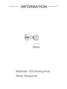 1Pc 0.03-0.3ct 925 Sterling Silver Moissanite Nose Stud Hypoallergenic Cartilage Body Piercing Jewelry For Women Men Daily Wedding Bridal Wear & Gifts - Silver - View 15