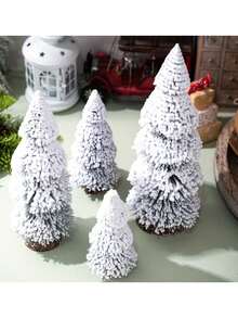 Mini Tiered Christmas Tree Tabletop Decoration, Mini Frosted Pine Needle Tree, Tower-Shaped Flocked Cedar Tree; Ideal For Christmas Gifts, Home Decor, And Holiday Party Decorations. Merry Christmas. - Multicolor - View 9
