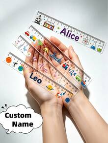 Personalized 20cm Transparent Ruler - Customizable Name And Pattern, Multiple Designs. Durable, Easy To Read And Fade-Resistant. Suitable For Home, Office And Study Use. Perfect Gift For Back To School, Graduation, Christmas And Birthday - Multicolor - View 1