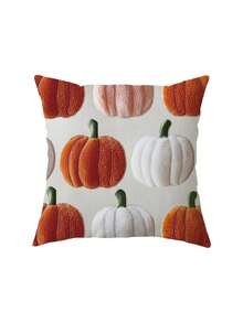1/2/4 Stücke 2D flache Muster Herbst Kissenbezüge, nicht bestickte böhmische Kürbis Ernte Heimdekoration Kissenbezüge, 45x45 cm, Thanksgiving saisonale dekorative Kissenbezüge für Sofa, Wohnzimmer, Außenbereich - Aprikosenfarben - Übersicht 8