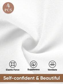MEIYATING 4pcs/Pack Women's Mid-To-High Waist Cotton Panties, Tummy Control & Butt Lifting Triangle Briefs, Cross-Front Fitted - White - View 8