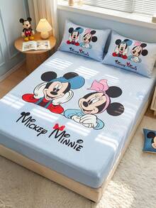 Disney 1件裝迪士尼卡通印花包床單床墊套，男孩秋季床上用品，床墊保護套，柔軟舒適溫馨透氣防皺，可機洗，Twin/Full/Queen/King尺寸，不含枕頭與枕套，臥室裝飾，聖誕禮物 - 彩色 - 查看 2