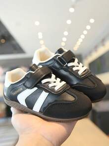 Sepatu Olahraga Balita Warna Kontras, Perekat Velcro Mudah Dipasang/Dilepas, Sol Lembut, Sepatu Kasual Olahraga Bayi Unisex - Hitam - View 7