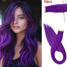 Mini Tape-In Synthetic Hair Extensions 24 Inch 10 Pieces Straight Hair Invisible Glue Colorful Tape-In Hair Extensions Suitable For Halloween Cosplay Costume Fashion Party Christmas New Year Gift - Multicolor - View 32