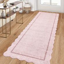 Modern Home Decor Simple Living Room Area Rug Non Slip Thin Bordered Entrance Runner Rug Non Shedding Low Pile Mat Throw Rug Easy To Clean Stain Resistant Carpet Printed Washable Soft Floorcover For Dinning Room Kitchen Laundry Bathroom Bedroom - 粉色 - 查看 2