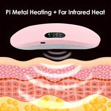 Menstrual Heating Pad, Portable USB Cable, Wireless, 6 Heating Levels, 6 Vibration Massage Modes, For Back And Abdominal Pain Relief - 粉色 - 查看 5