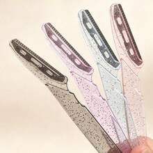 8pcs Mini Manual Crystal Handle Safety Net Anti-Scratch Makeup Eyebrow Trimmer, Portable Eyebrow Shaver And Hair Removal Razor, Face Razor, Wax Hair Removal, Shaver For Women - Multicolor - View 3