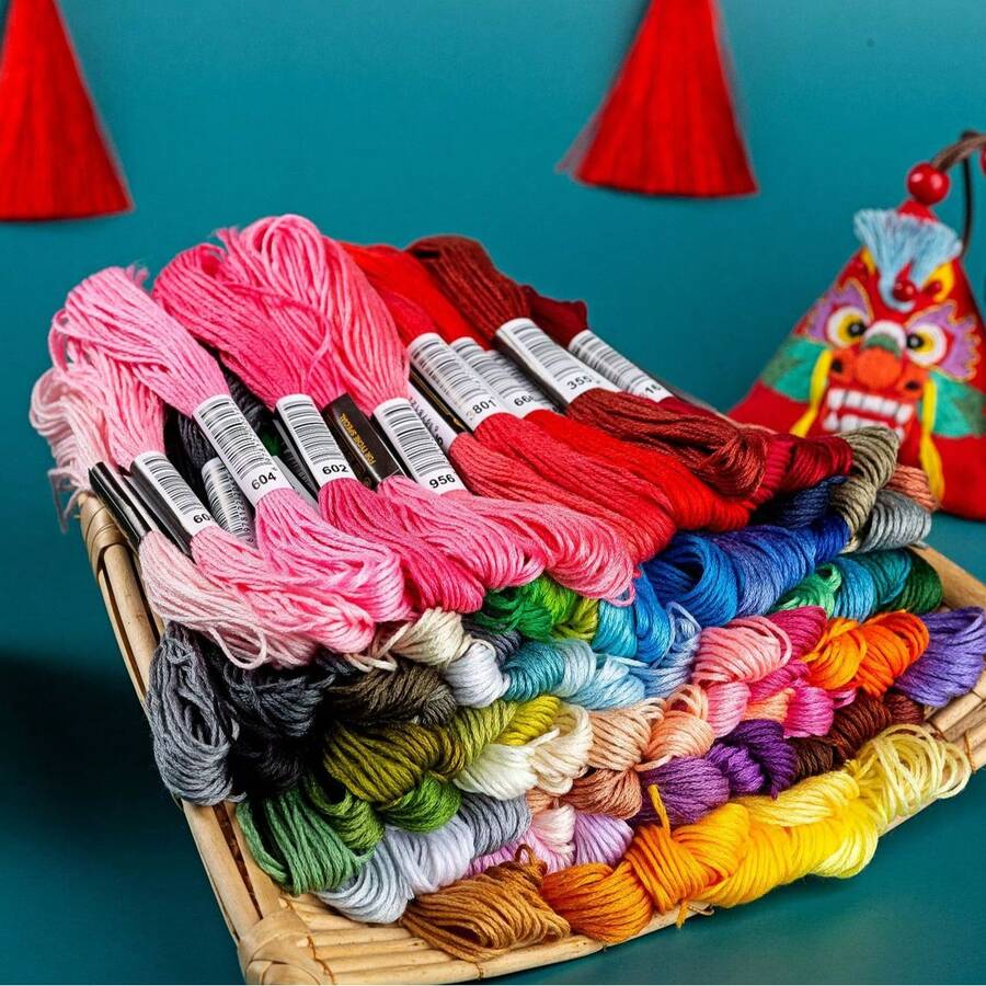 50pcs/100pcs 50 Colors/100 Colors 6-Strand 8m Cross Stitch Embroidery Thread, Handmade Weaving DIY Colorful Embroidery Thread, Polyester Cotton Thread (Random Color) - Set A - View 1