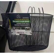 Large Bicycle Transport Basket For Hanging No Tools, Solid Iron Storage Basket For Commuting And Grocery Shopping, Premium Black Metal Front Basket With Bicycle Mesh - Black - View 8
