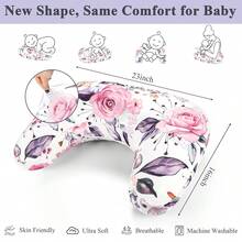 Nursing Pillow Cover, Made Of Soft Knitted Fabric, Designed For Moms, Featuring Fashionable Floral Pattern (Pillow Cover Only) - Multicolor - View 5