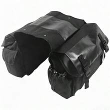 Motorcycle Saddle Bag Waterproof Side Canvas 26L Travel Storage Bike Panniers - Black - View 2