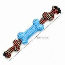 Dog Stuff Puppy Toys Spiky Bone With Rope Knot Ball, Durable Chew Toy, 3-In-1 Teeth Cleaning, Training Toy, Dog Teething And Boredom Relief Toy, Pet Ball Supplies, Dog Balls/Dog Toy/Puppy - Multicolor - View 4