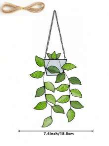 5PCSGreen Plant Window Suncatcher, Stained Window Hanging, Handcrafted Faux Plant Stained Glass Panel Sun Catcher For Plant Lovers, Unique Home Indoor&Outdoor Decor - Multiple Styles - View 6