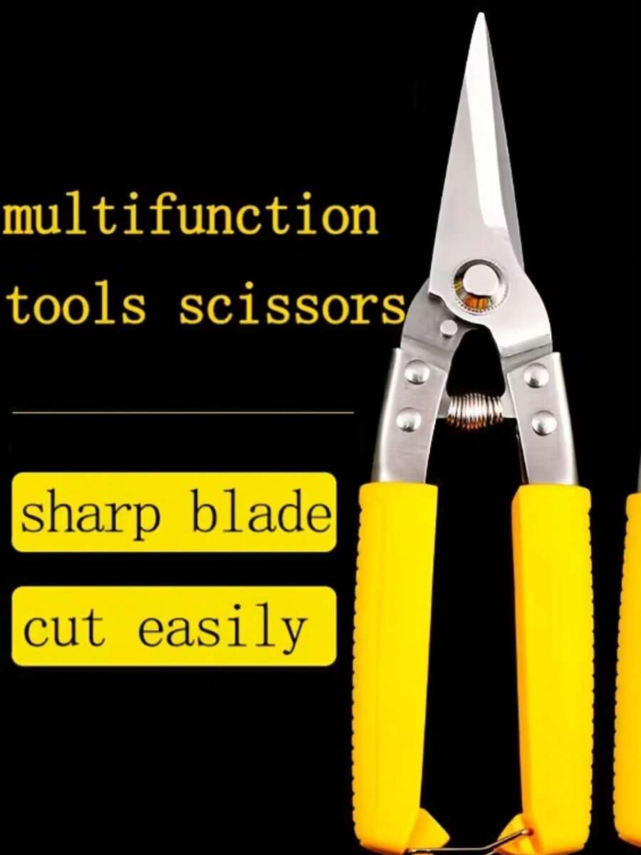 1pc Heavy Duty Industrial Grade Stainless Steel Scissors - Thickened Cutting Pliers - Suitable For Cutting Metal Mesh, Metal Sheets, Strapping And Metal Studs - Multi-Functional Straight And Curved Design, Polished Surface, Thickened Blades, Suitable For Powerful Metal Cutting, Perfect For Electricians And DIY Projects, Indoor/Outdoor Use, Wires, Clips, Manuals