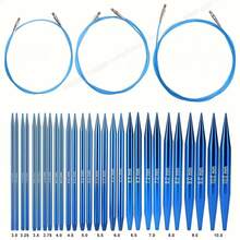 1 par de agujas de tejer circulares de aluminio anodizado azul desmontables e intercambiables + cable de conexión flexible desmontable, agujas de tejer circulares, adecuadas para bufandas, gorros, suéteres y proyectos de tejido DIY con lana - Tejer - Ver 9