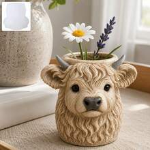 Resin Silicone Mold, Realistic 3D Highland Cow Silicone Mold; Suitable For Handmade Concrete Succulent Planters And Plaster Casting; Resin Clay Pen Holder DIY Material; Farm Animal Desktop And Garden Decor - Multicolor - View 4