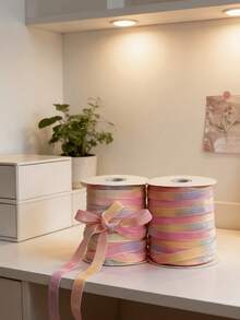 10 Yards/Roll Rainbow Gradient Single-Sided Velvet Ribbon, Suitable For Floral Packaging, Gift Box Decoration And Bow Making, Christmas, Halloween - Multicolor - View 5