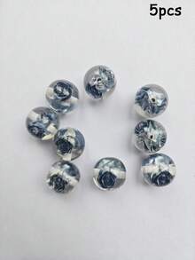 5pcs 16mm Glow-In-The-Dark Rose Resin Beads, Round Beads With Straight Holes, DIY Crafts, Jewelry Making, Phone Straps, Bracelets, Hair Accessories - Glow-in-the-dark Rose Beads - View 11