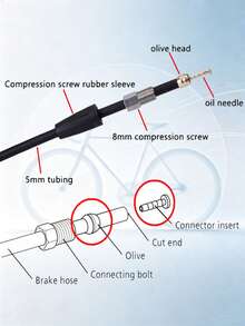 ZRACE Brake Hose Connector Kit Compatible With BH90/BH59 - Includes Olive Head + Pin, Bicycle Disc Brake Hydraulic Hose Connector Replacement Parts - Ginger - View 5