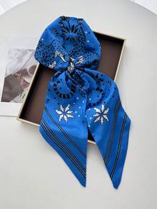 1pc Fashion Women's Polka Dot Small Silk Scarf, Decorative Neck Scarf, Hair Band, Bag Tie - Multicolor - View 1