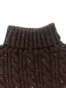 Plus Size Women's High Neck Casual Versatile Daily Wear Long Sleeve Sweater - Coffee Brown - View 9