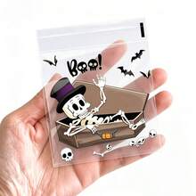 Self-Adhesive Plastic Gift Bags, Suitable For Party Favors And Horror Decor, Reusable 4-In-1 Skull, Bat And Pumpkin Design, Lightweight And Durable, Suitable For Events, Birthdays, Weddings And Corporate Celebrations - Multicolor - View 8