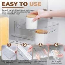 2/4/6/8pcs Heavy Duty Silent Roller Kitchen Cabinet Pull-Out Basket Slide Rails_Drawer Storage Basket Telescopic Rails, Closet And Bathroom Hanging Rods, Drill-Free Adjustable Shelf Slide Rails For Storage Boxes, File Organizers - Multicolor - View 6