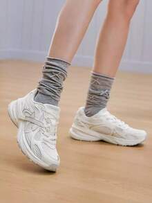 XTEP New Women's Breathable Lightweight Cushioned Mesh Running Shoes - Beige/Silver Gray - View 1