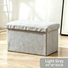 1pc Multifunctional Linen Folding Storage Ottoman, Sofa Stool Storage Box Organizer Shoe Bench, Suitable For Adults, Flexible Home Use - Beige - View 12