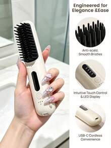 2000mAh Wireless Electric Hair Straightening Comb, Rechargeable Travel Size Straightening Comb, Portable Mini Styling Comb, Suitable For Home And Travel - Multicolor - View 14