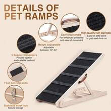 Adjustable 6 Heights Dog Pet Ramp Foldable Stairs Non-Slip Ramp For Car Bed Sofa - UK-c402601 - View 4