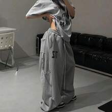 Women'S Casual Jeans With Camouflage Print, Featuring An Elastic Waist And Straight Cropped Design,Fall Pants Pants,Pants Pajama Pants Summer Pants - 灰色 - 查看 7