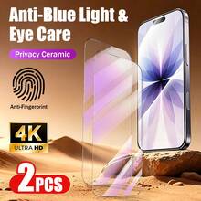 2pcs Anti-Blue Light Tempered Glass Screen Protector, Compatible With Phone 18 Pro Max/Phone 18 Pro/Phone 17 Pro Max, Also Compatible With Phone 17E/17P Pro/16/16 Plus/15 Pro/15/14/13/12/11/XR/XS, Full Coverage | Eye Protection | Anti-Fingerprint | Compatible With Phone Cases - Clear - View 8