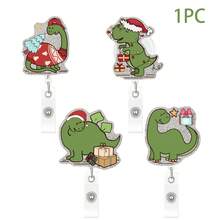 1PC Christmas Dinosaur Acrylic Retractable Badge Holder Clip Cute Holiday Decoration - Multicolor - View 7