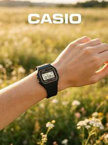 Casio Men's Classic Series Chronograph Watch Matte Resin Band Gilded Frame Electronic Screen Vintage Gear For Daily Errands And Casual Neighborhood Strolls - F-91W - View 1
