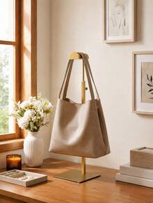 1/2/3 Pcs Adjustable Height Hanging Bag Rack, Titanium Gold Stainless Steel Handbag Display Stand, Multi-Functional Hat Jewelry Bag Storage Organizer Rack, Suitable For Home Closet, Boutique, Exhibition, Shopping Mall - Round Inner Rod A-head Brushed Titanium - View 3
