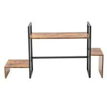 Countertop Computer Rack Desk Storage Organizer Desktop Bookshelf Display Shelf - Wood - View 6