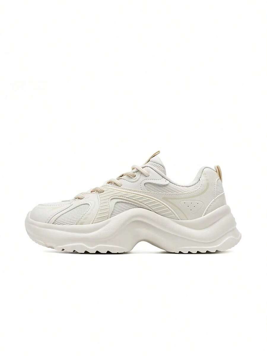 XTEP Women's Thick-Soled Platform Dad Shoes Lightweight Versatile Casual Sneakers - White Gray - View 1