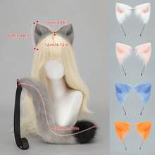 Conjunto de Orelha e Cauda para Halloween, Natal, Festa de Ano Novo, Conjunto de Orelha e Cauda de Cachorro, Cauda de Shiba Inu, Adereços de Cosplay, Orelha e Cauda de Animal Realista de Shiba Inu - Shiba Inu - Visão 4