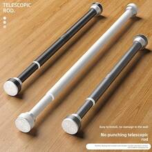 1pc No-Drill Multi-Functional Adjustable Telescopic Rod For Bathroom, Suitable For Curtains And Shower Curtains, Wall-, Easy Installation, Strong Load-Bearing, Rust-Resistant, Fits Bathroom Doors, Windows, Balconies, Freely Extendable To Meet Different Size Needs, Multi-Purpose Hanging For Curtains, Clothes, Towels, Practical Home Bathroom Hardware Accessory, 1pc Premium Telescopic Shower Curtain Rod, No Drilling Required, Adjustable Length, Suitable For Hanging Curtains In Bathroom - 1 Item - View 2