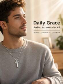 1pc Stainless Steel Men's Pendant Necklace, Gift For Daily Wear - Steel - View 7