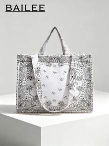 BAILEE Túi tote Avant-Garde in họa tiết, thiết kế hai quai xách, phù hợp phối đồ và làm quà tặng - Nhiều màu - Xem 3