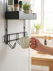 1pc 4-Tier Kitchen Refrigerator Hanging Rack, Rust-Proof Cast Iron Hanging Kitchen Storage Rack, No Drilling Required Storage Rack For Organizing Kitchen Essentials, Space-Saving Kitchen Accessory, Home Decor, Black - Multicolor - View 11