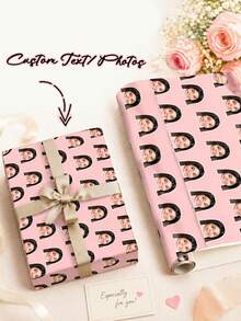 Personalised Funny Face Photo Wrapping Paper, Customised Face Gift Wrap, Multiple Colors, Birthday Wrapping Paper, Anniversary, Your Photo Wrapping Roll - Multicolor - View 3