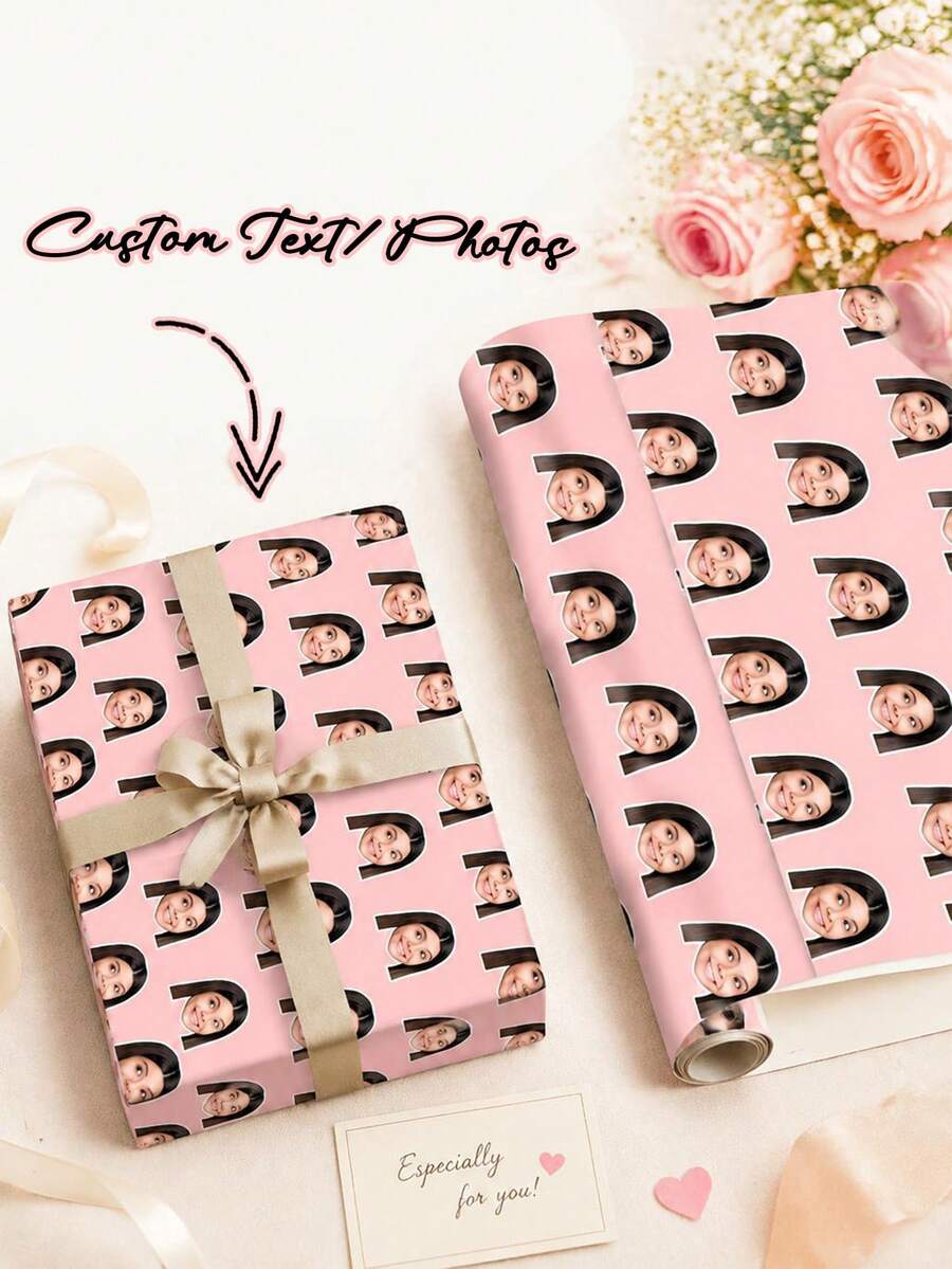 Personalised Funny Face Photo Wrapping Paper, Customised Face Gift Wrap, Multiple Colors, Birthday Wrapping Paper, Anniversary, Your Photo Wrapping Roll