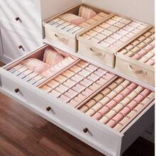 Pink Divided Underwear Storage Box, Foldable Closet Clothing Organizer, 3-In-1 Underwear Storage Bin, Suitable For Closet Underwear, Socks, Ties, Scarves, Drawer Storage, Bedroom Closet Storage, Home And Back To School Essential Accessory - View 6