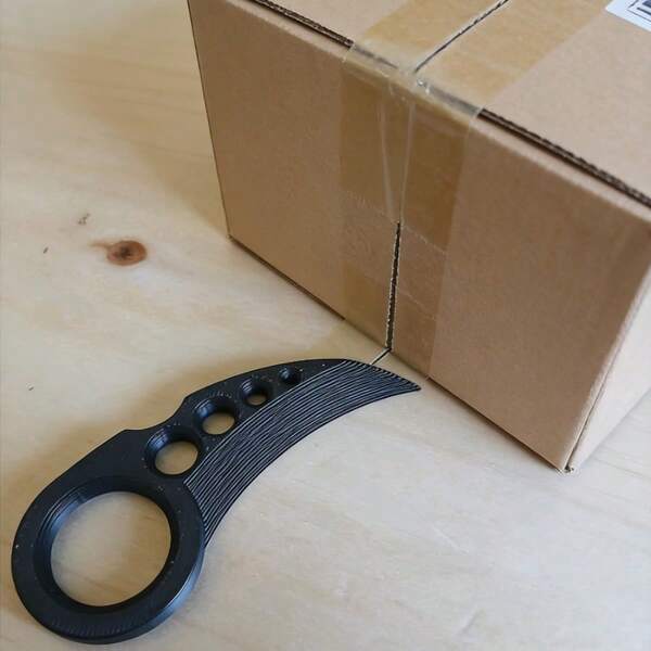 2 piezas Abrecajas con agarre de anillo impreso en 3D, mini cortador envolvente para dedos, herramienta para abrir paquetes para regalos de Navidad y paquetes